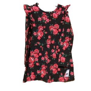 Toughskins Girls Black‎ Roses Jersey Dress M 5-6